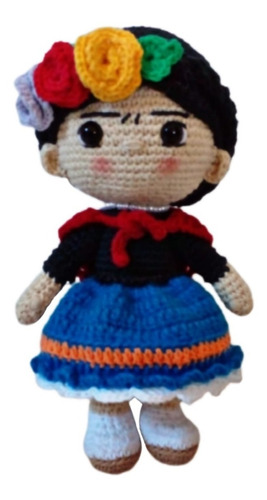 Amigurumi Muñeco De Apego Frida Kahlo Tejido A Mano 20 Cm