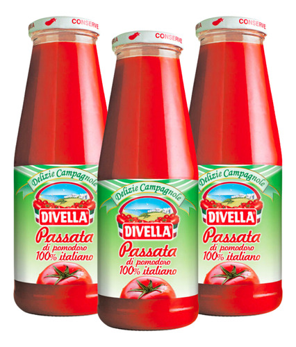 Passata Di Pomodori 100% Italiano Divella 680gr Pack X3