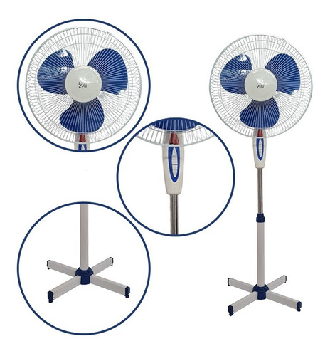 Ventilador De Chão Pedestal Ajuste Altura 110v 3 Pás 40cm