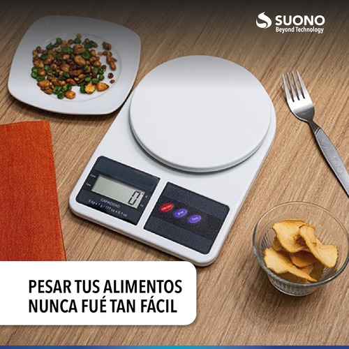 Imagen 9 de 9 de Balanza de cocina digital Electronic SF-400 pesa hasta 10kg blanca