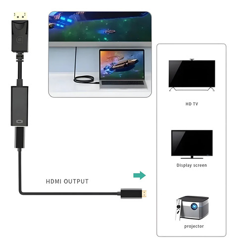 Adaptador Conversor Display Port A Hdmi 4k Fullhd Dp
