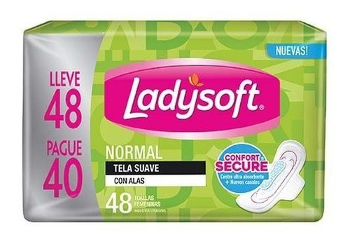 Toallas Femeninas Ladysoft Normal Con Alas X48 Unidades