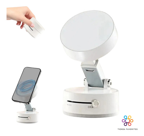 Soporte Porta Celular Magnético Imán Auto Sopapa Al Vacío Blanco