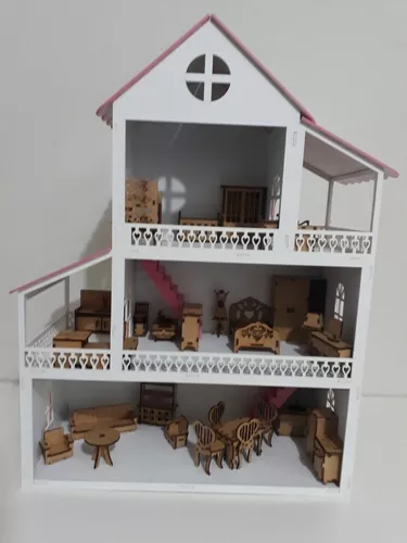 Casa Casinha Bonecas Polly Barbie Madeira Mdf Pintado em Promoção