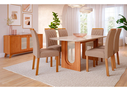 Mesa De Jantar Retangular Valentina Cimol Cinamomo/off White