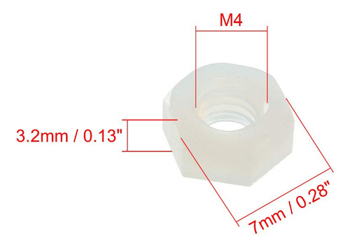 Tuerca Hexagonal Nailon Uxcell In Rosca Metrica Gruesa Color