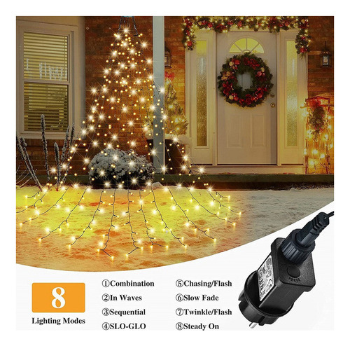 Cadena De Luces Para Árbol De Navidad Con 8 Modos Y Adorno E