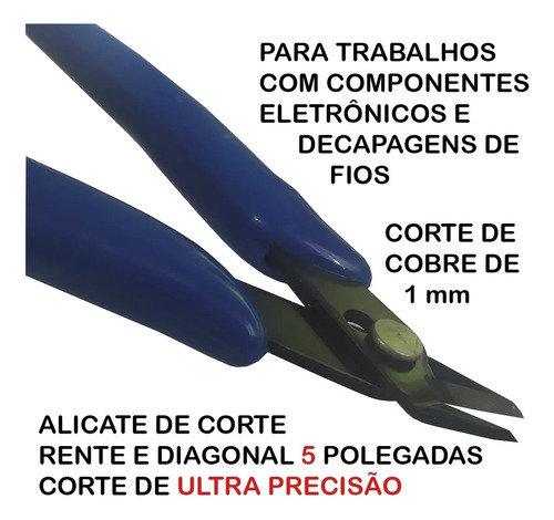 Kit 5 Alicates Corte Rente Diagonal - Corte De Cabos E Fios