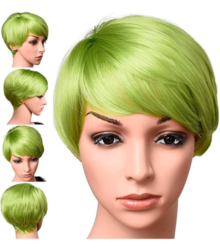 Kori Koli Peluca Corta Pelo Corte Pixie Verde Lima 100 Fibra