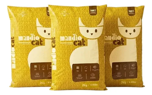 Kit 3 Areia Gato Mandiocat Higienica 6kg Natural Mandioca