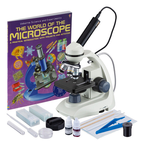 Amscope Microscopio Portátil De Metal Con Cámara 40x-1000x P