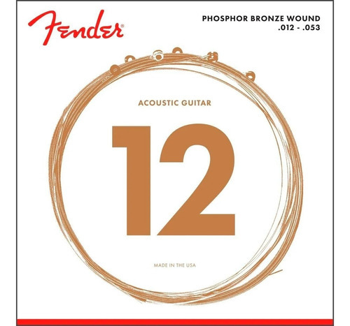 Cuerdas Fender Guitarra Acustica 60l 12-53 Phosphor Bronze