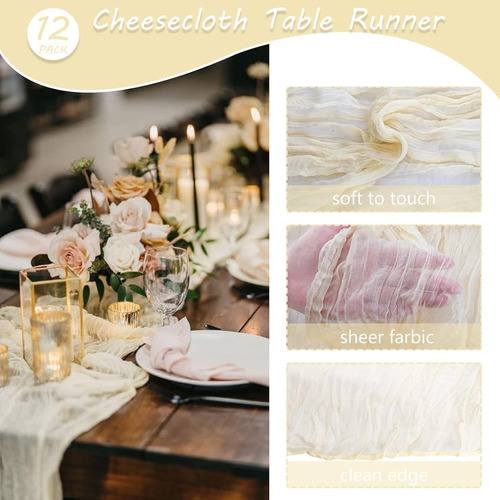 2pz Camino De Mesa Boho Gasa Estilo Rústico Decoración Boda