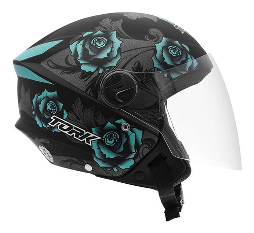 Imagen 3 de 8 de Casco New Liberty Three Flower Azul/negro Mate T 56