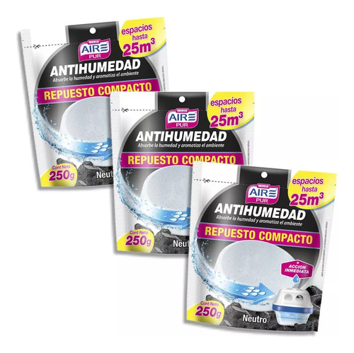 Aire Pur® Antihumedad Repuesto Compacto 250g Neutro X 3 Un