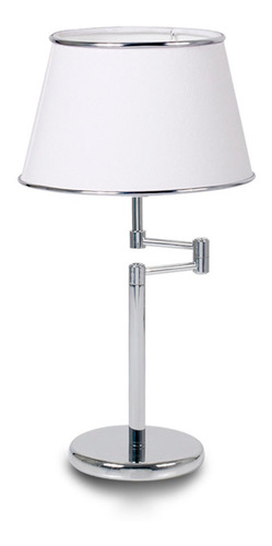 Lampara Velador Moderno Led Living Habitacion Luz Acero Lds Estructura Cromado Pantalla Blanco Con Borde