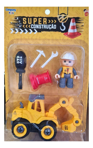 Kit Brinquedo Super Construção Boneco+ Carrinho + Ferramenta