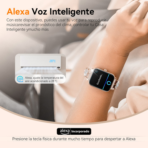 Reloj Inteligente Smartwatch Bluetooth Llamadas Para Alexa, Smart Watch Mujer, 2 Correas, Notificaciones De Apps, Lp68, 100+ Modos Deportivos, Monitor Cardíaco Y Sueño, Compatible Con iPhone Y Android