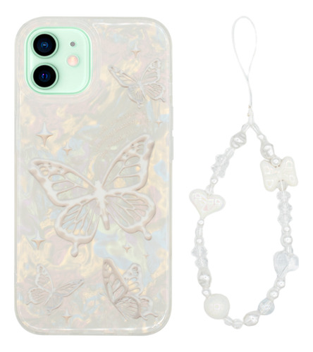 Protector iPhone 12/12 Pro Marmolado Diseño Mariposas