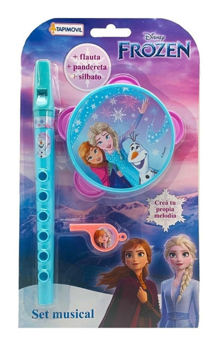 Set Musical 3 En 1 Flauta Silbato Pandereta Frozen Tapimovil