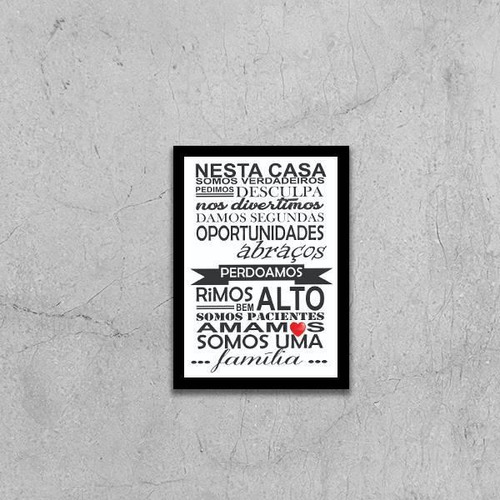 Quadro Frases Sobre Família 33x24cm - Vidro Moldura Preta