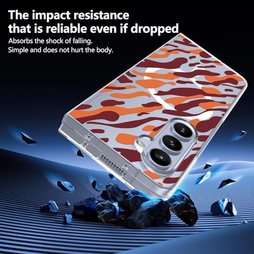 Funda Para Galaxy Z Fold 4 Orange Leopard Pattern Acabado Su