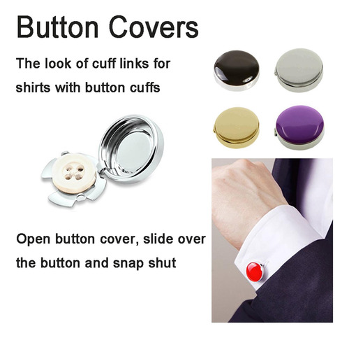 5 X 2x Men Cufflinks, Button Covers Shirts Wedding Party