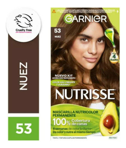 Kit De Tintura Permanente Nutrisse De Garnier Tono Tono 53 Nuez