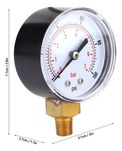 Manómetro De Presión De Agua De 0-100 Psi, 0-7 Bar, 50 Mm, E