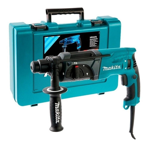 Martelete eletropneumático Makita HR2470T azul com 800W de potência 220V