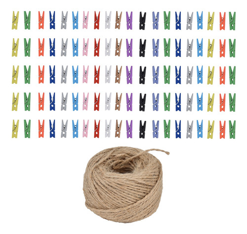 Miniclip, 100 Unidades, Color Madera, Madera, Abedul, Tarjet