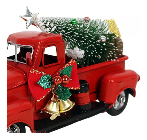 Camión Rojo Estilo Vintage Centro De Mesa Navideño Decorar