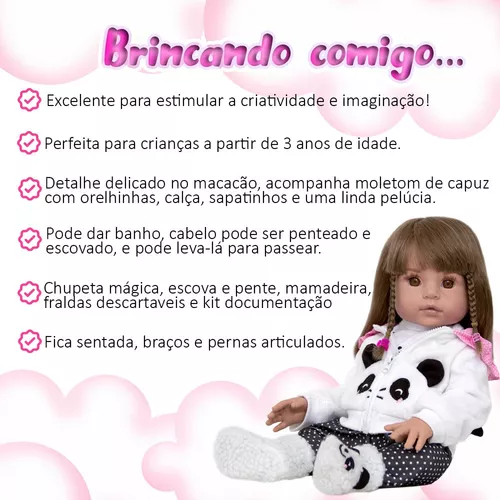 Bebê Boneca Reborn Panda Presente Enxoval Mercado Livre