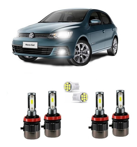  Kit Lampada Super Led Plus Gol G7 Farol E Milha Foco Simple