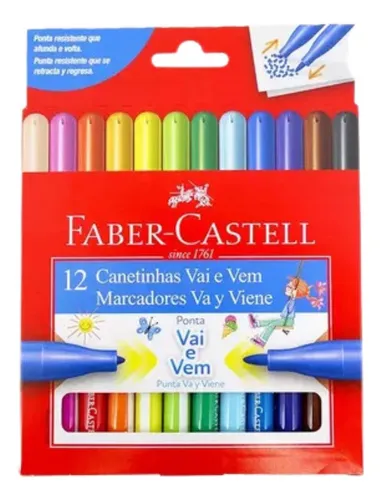Canetinha Hidrográfica Vai E Vem Faber-castell 12 Cores