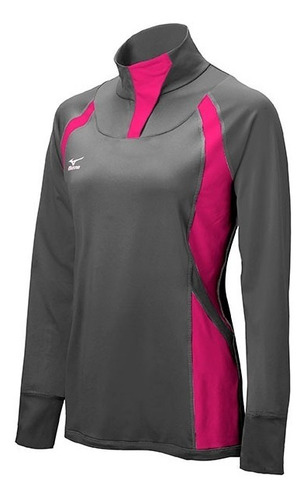 Sudadera Mizuno Voleibol Half Zip Gris Rosa Md Mujer 