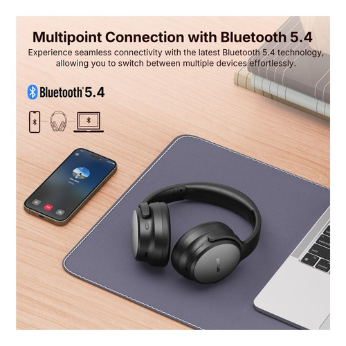 Audífono Earfun Tune Pro Bluetooth 5.4 120h Hi-res Audio Anc