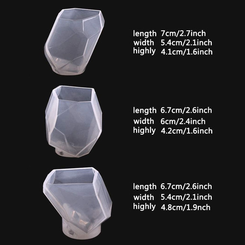 3 Molde De Silicone De Pedra Diamante Multifacetada Longa