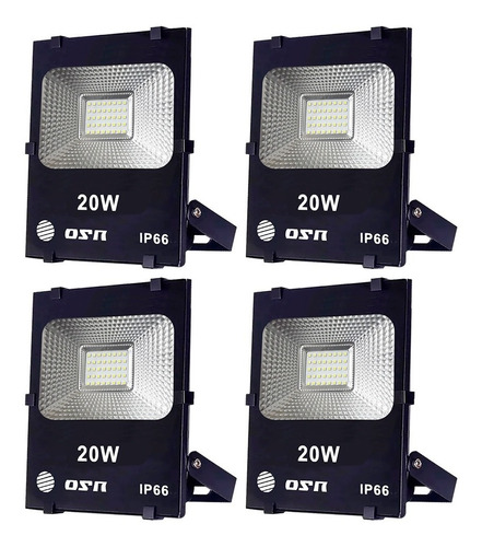 Pack X 4 Reflector Led Blanco 20w Bajo Consumo Exterior