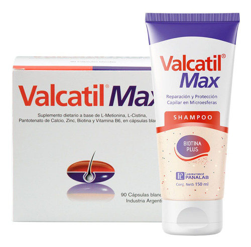 Combo Valcatil Max 90 Caps + Valcatil Max Shampoo 150ml