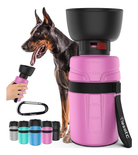 Botella De Agua Para Perros Lesotc 21oz Rosa Portátil
