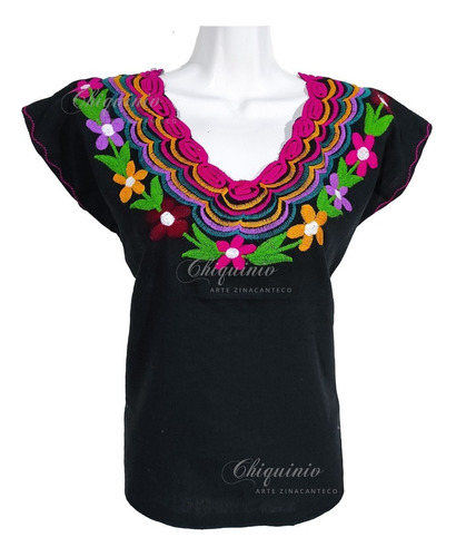 Blusa Arcoíris Bordado Artesanal Manta Campesina Mexicana