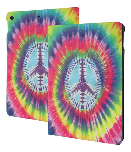 No War Peace Sign Tie Dye iPad Funda Cuero 10 Carcasa Pu