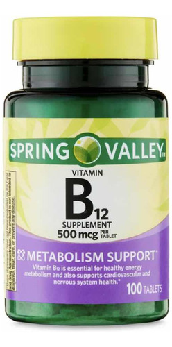 B-12 500mcg (metabolismo Support) - 100 Comp - Spring Valley