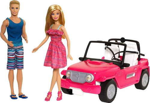 Barbie Y Ken Con Vehiculo Auto De Playa