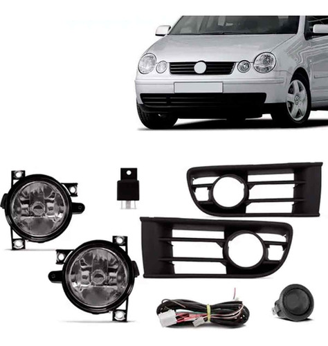 Kit Farol Milha Polo 2003 2004 2005 2006 Com Grade