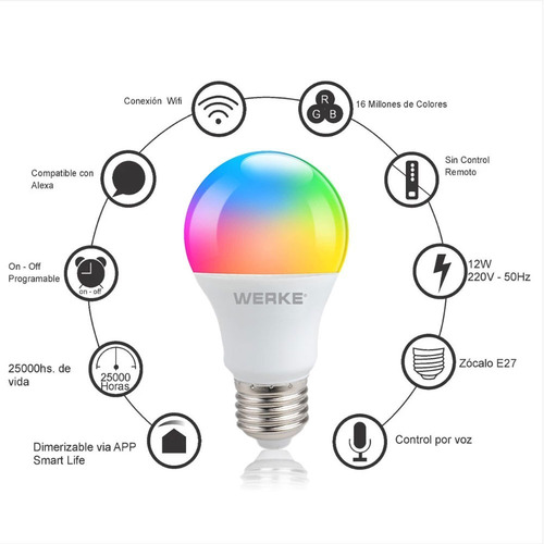 Lampara Led Smart Rgb 12w Werke