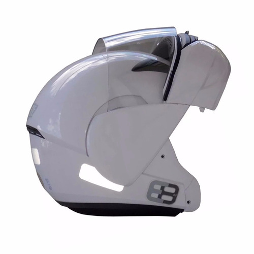 Capacete Branco Articulado Unissex Moto Ebf E08 Robocop 60