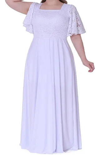 Vestido longo de renda branco mercado livre 2025