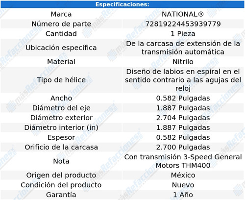 1 Retén Transmisión P25/p2500 Van 67 Al 74 National